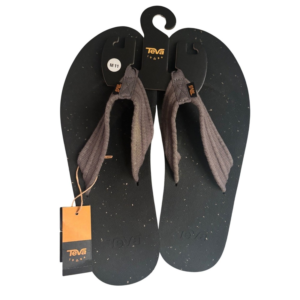 Teva Mens Reflip Canvas Flip Flops Grey Black Speckled Sandals Size 11 NEW